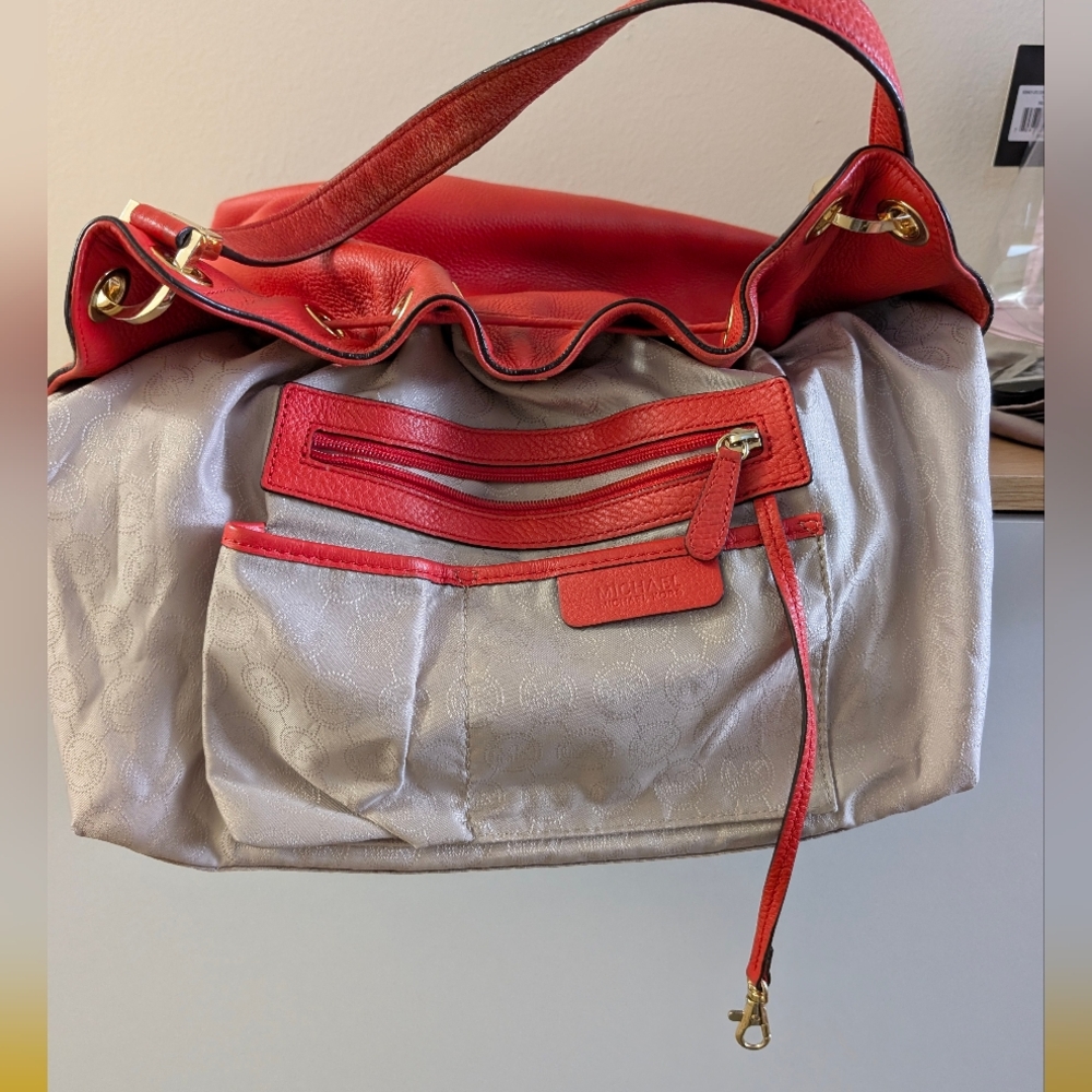 Michael Michael Kors Large Red Camden Pebbled Leather Shoulder Bag, EUC - Picture 11 of 14